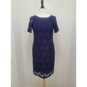 Nine West Navy Lace Lined Cocktail  Dress